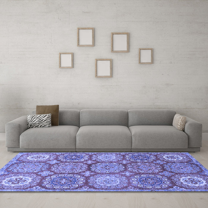 Machine Washable Abstract Blue Modern Rug in a Living Room, wshabs2516blu