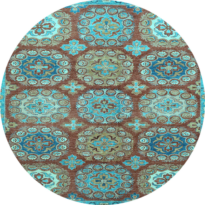 Round Abstract Light Blue Modern Rug, abs2516lblu