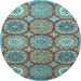 Round Abstract Light Blue Modern Rug, abs2516lblu