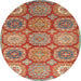 Round Machine Washable Abstract Camel Brown Rug, wshabs2516