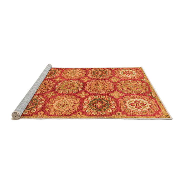 Sideview of Machine Washable Abstract Orange Modern Area Rugs, wshabs2516org