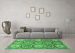 Machine Washable Abstract Emerald Green Modern Area Rugs in a Living Room,, wshabs2516emgrn