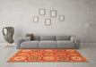 Machine Washable Abstract Orange Modern Area Rugs in a Living Room, wshabs2516org