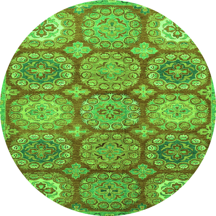 Round Machine Washable Abstract Green Modern Area Rugs, wshabs2516grn