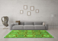 Machine Washable Abstract Green Modern Rug, wshabs2516grn