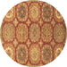 Round Machine Washable Abstract Brown Modern Rug, wshabs2516brn