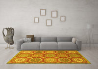 Machine Washable Abstract Yellow Modern Rug, wshabs2516yw