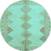 Round Abstract Light Blue Modern Rug, abs2517lblu