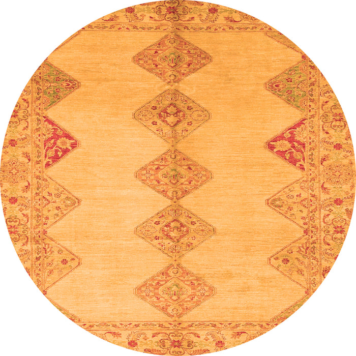 Round Abstract Orange Modern Rug, abs2517org