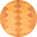 Round Abstract Orange Modern Rug, abs2517org