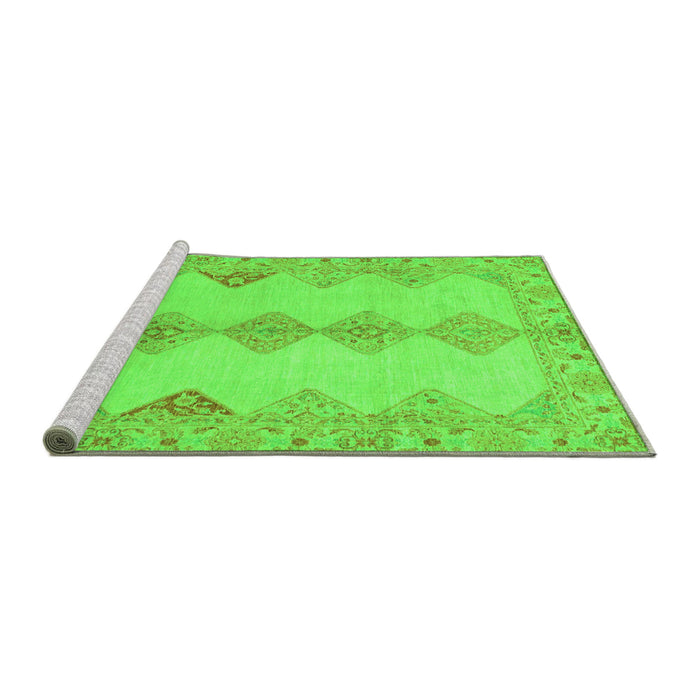 Sideview of Machine Washable Abstract Green Modern Area Rugs, wshabs2517grn