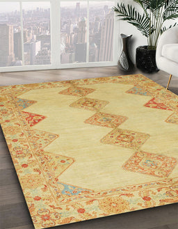 Machine Washable Abstract Yellow Rug in a Family Room, wshabs2517