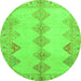 Round Machine Washable Abstract Green Modern Area Rugs, wshabs2517grn