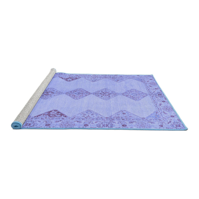 Sideview of Machine Washable Abstract Blue Modern Rug, wshabs2517blu