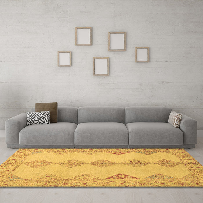 Machine Washable Abstract Brown Modern Rug in a Living Room,, wshabs2517brn