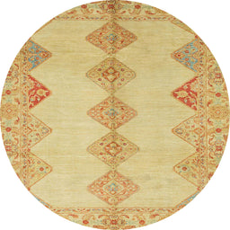 Round Machine Washable Abstract Yellow Rug, wshabs2517