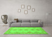 Machine Washable Abstract Green Modern Area Rugs in a Living Room,, wshabs2517grn