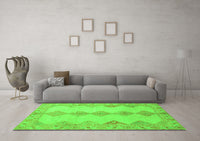 Machine Washable Abstract Green Modern Rug, wshabs2517grn