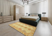 Machine Washable Abstract Yellow Rug in a Bedroom, wshabs2517