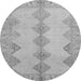 Round Machine Washable Abstract Gray Modern Rug, wshabs2517gry