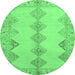 Round Abstract Emerald Green Modern Rug, abs2517emgrn