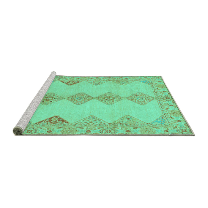 Sideview of Machine Washable Abstract Turquoise Modern Area Rugs, wshabs2517turq