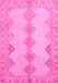 Machine Washable Abstract Pink Modern Rug, wshabs2517pnk