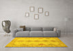 Machine Washable Abstract Yellow Modern Rug in a Living Room, wshabs2517yw