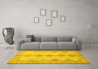 Machine Washable Abstract Yellow Modern Rug, wshabs2517yw