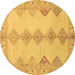 Round Abstract Brown Modern Rug, abs2517brn