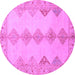 Round Abstract Purple Modern Rug, abs2517pur