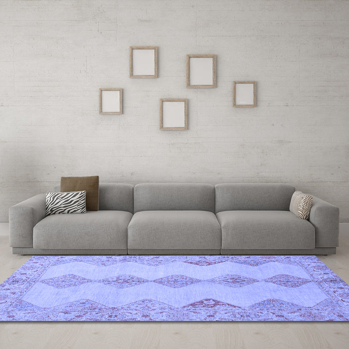 Machine Washable Abstract Blue Modern Rug in a Living Room, wshabs2517blu