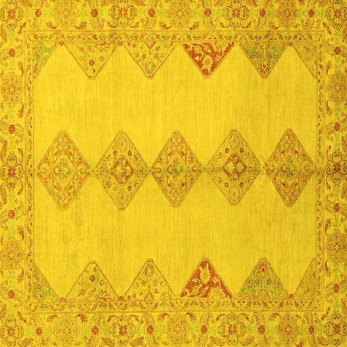 Square Machine Washable Abstract Yellow Modern Rug, wshabs2517yw