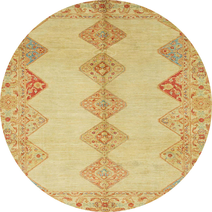 Round Abstract Yellow Modern Rug, abs2517
