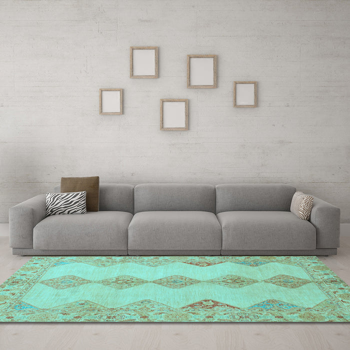 Machine Washable Abstract Light Blue Modern Rug in a Living Room, wshabs2517lblu