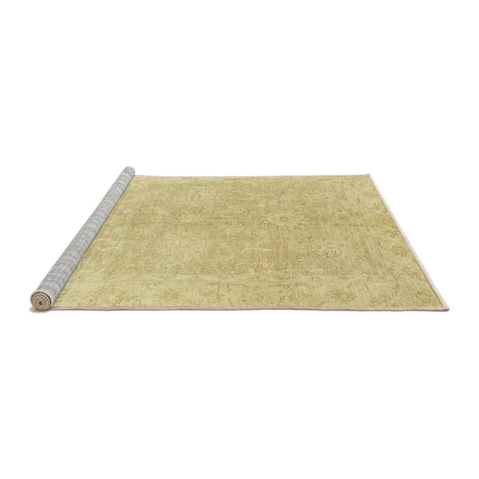 Sideview of Machine Washable Abstract Mustard Yellow Rug, wshabs2518