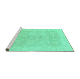 Sideview of Machine Washable Oriental Turquoise Traditional Area Rugs, wshabs2518turq