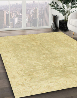 Machine Washable Abstract Mustard Yellow Rug in a Family Room, wshabs2518