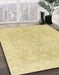 Machine Washable Abstract Mustard Yellow Rug in a Family Room, wshabs2518