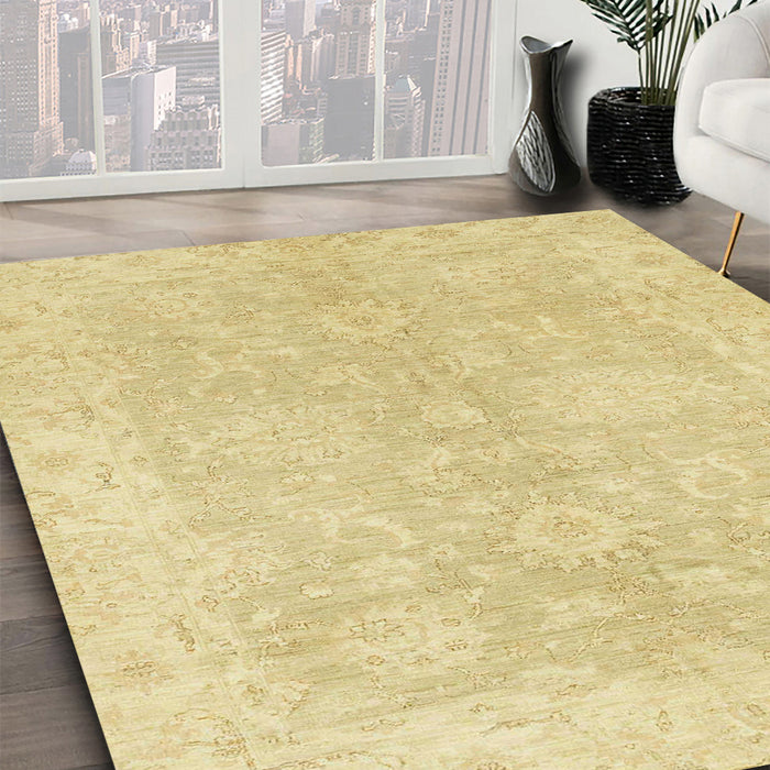 Machine Washable Abstract Mustard Yellow Rug in a Family Room, wshabs2518