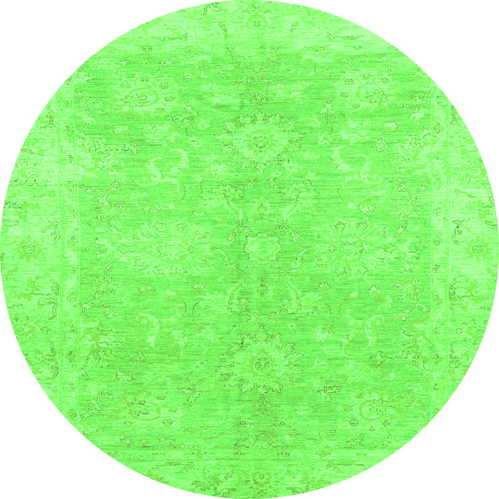 Round Machine Washable Oriental Green Traditional Area Rugs, wshabs2518grn