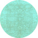 Round Oriental Light Blue Traditional Rug, abs2518lblu