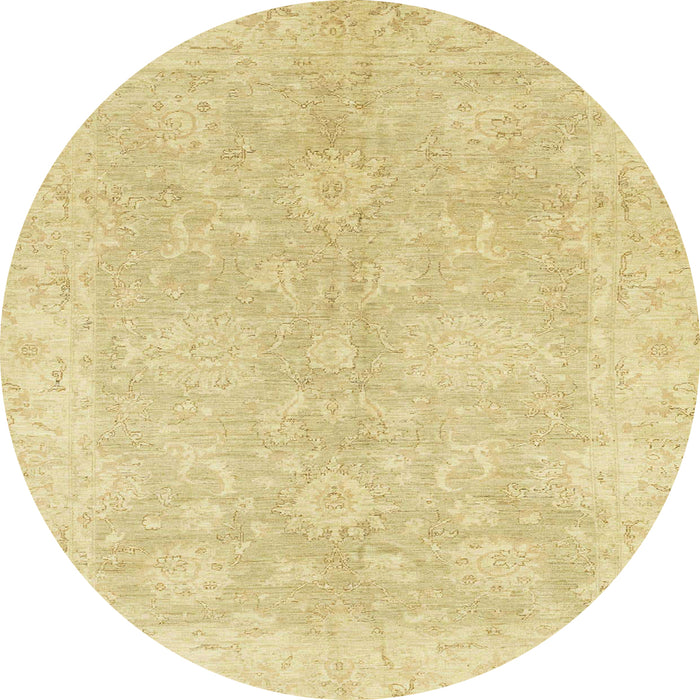 Round Abstract Mustard Yellow Oriental Rug, abs2518