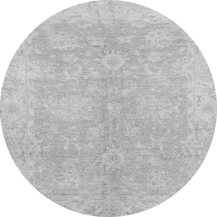 Round Machine Washable Oriental Gray Traditional Rug, wshabs2518gry