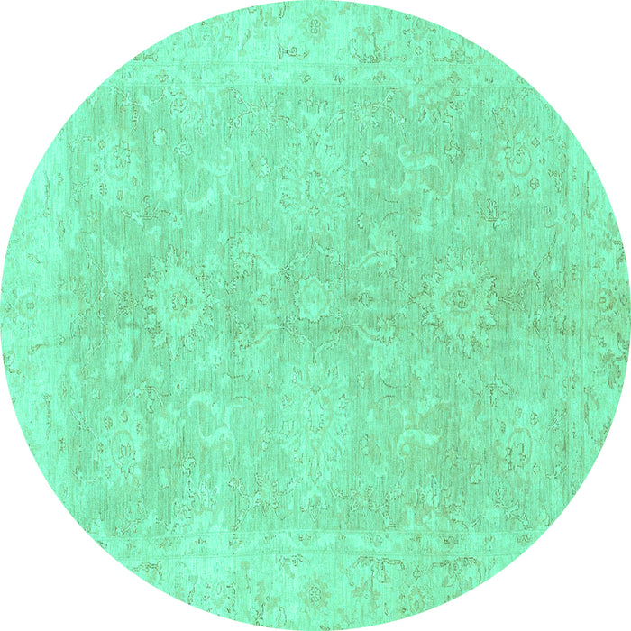 Round Oriental Turquoise Traditional Rug, abs2518turq