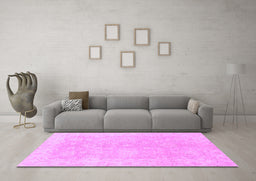 Machine Washable Oriental Purple Traditional Area Rugs in a Living Room, wshabs2518pur