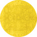 Round Oriental Yellow Traditional Rug, abs2518yw