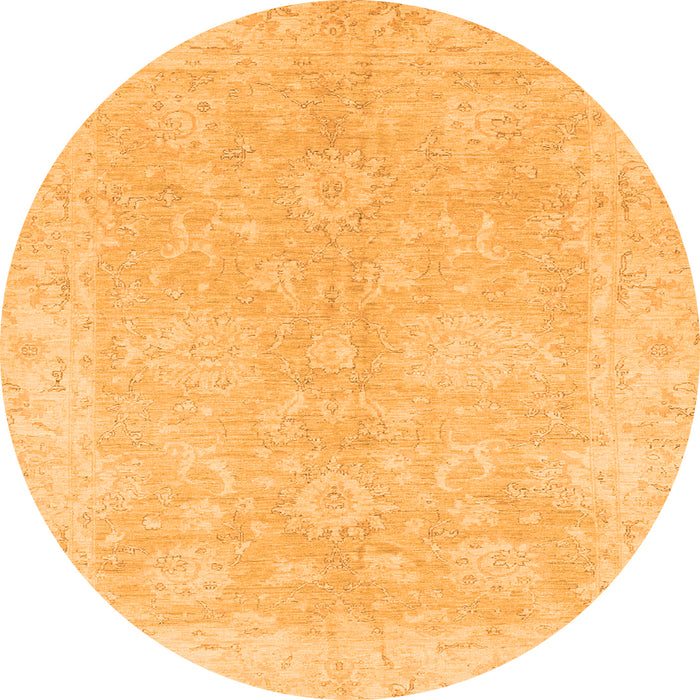 Round Machine Washable Oriental Orange Traditional Area Rugs, wshabs2518org