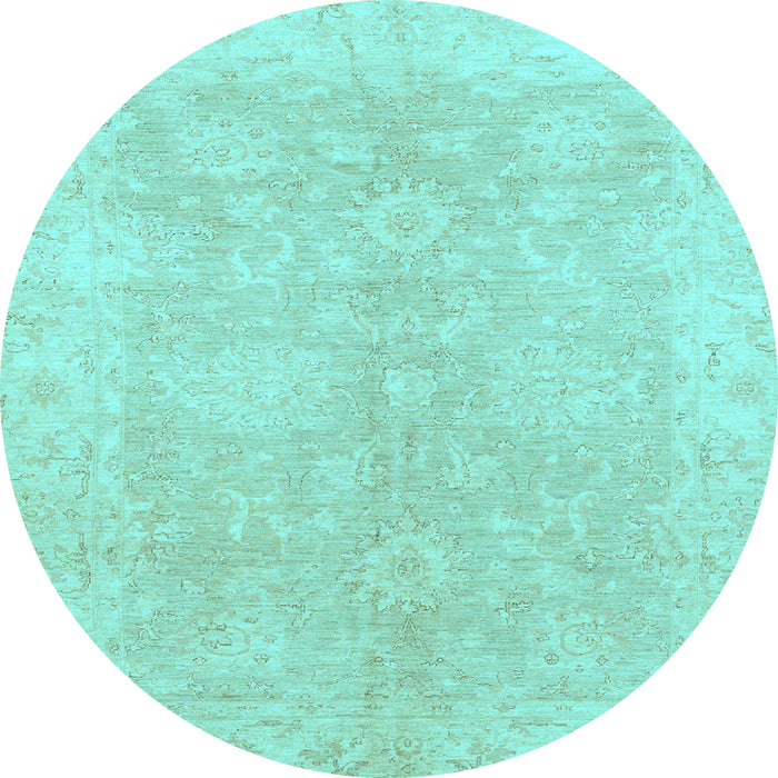 Round Machine Washable Oriental Light Blue Traditional Rug, wshabs2518lblu