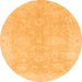 Round Oriental Orange Traditional Rug, abs2518org